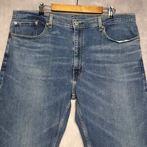 Levis Mens 505 Regular Fit Blue Jeans size 42x32 Stretch Denim Pants Cool Fading